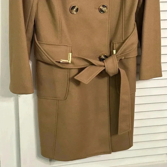 NWT $299 Michael Kors Designer Women’s Dark Camel Trench Coat Jacket Medium - Picture 5 of 15
